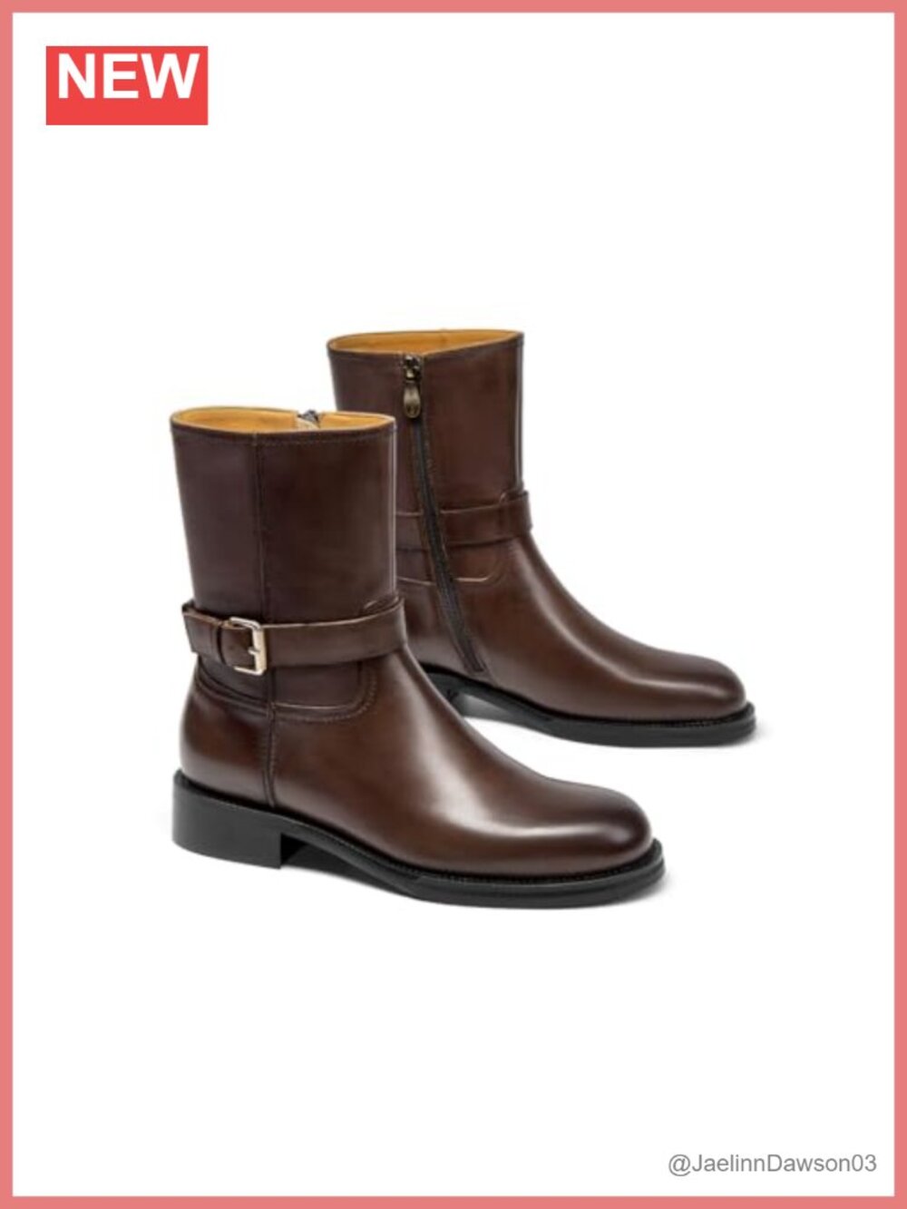 Leather Motorcycle Ankle Boots Calfskin Cow Leather Lined Zip Booties